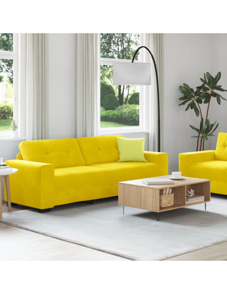 Set di 2 Giallo Tessuto Poliestere, Struttura in Legno Grande