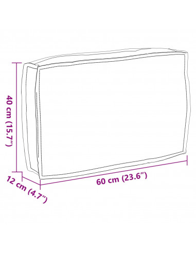 Cuscino per pallet  per schienale Antracite 60x40x12 cm Tessuto Oxford