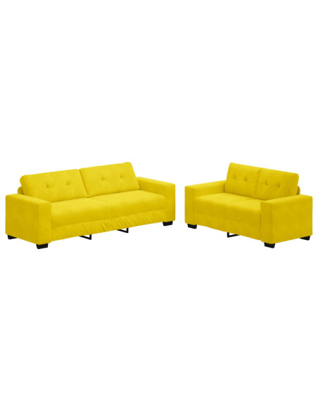 Set di 2 Giallo Tessuto Poliestere, Struttura in Legno Grande