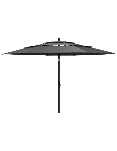 Ombrellone a 3 Livelli con Palo in Alluminio Antracite 3,5 m