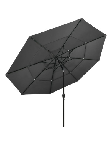 Ombrellone a 3 Livelli con Palo in Alluminio Antracite 3,5 m