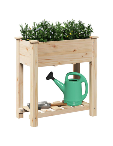 Fioriera da giardino  con ripiano 71x37x76 cm in legno massello di abete