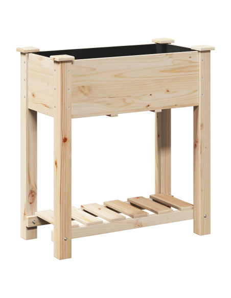 Fioriera da giardino  con ripiano 71x37x76 cm in legno massello di abete