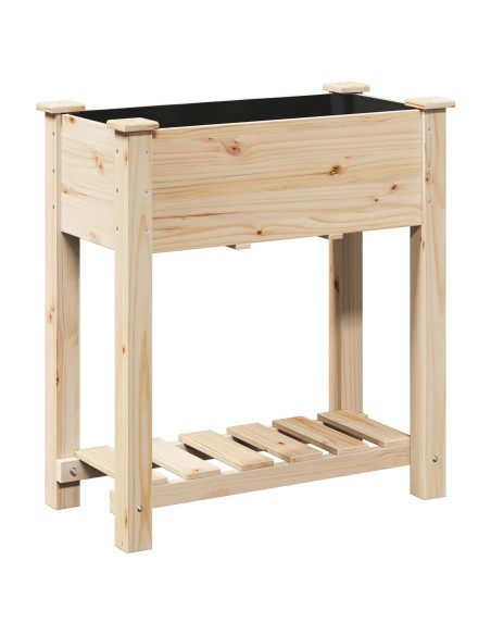 Fioriera da giardino  con ripiano 71x37x76 cm in legno massello di abete