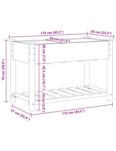 Vaso da giardino con lo scaffale Beige 115 x 59 x 76,5 cm
