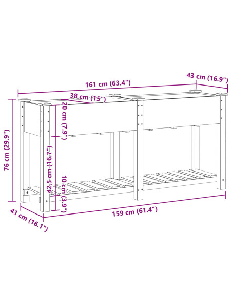 Piantana da Giardino  con Scaffale 161x43x76 cm in Legno Massello di Pino