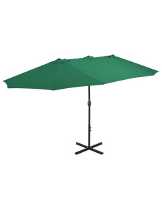 Ombrellone da Esterni con Palo in Alluminio 460x270 cm Verde 2