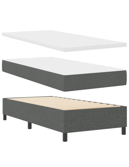 Struttura Letto  con Materasso Grigio Scuro Tessuto 90 x 200 cm