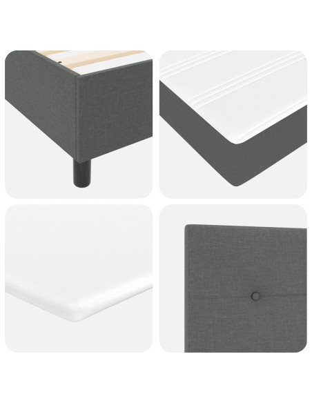 Struttura Letto  con Materasso Grigio Scuro Tessuto 90 x 200 cm