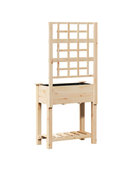 Fioriera da Giardino con Trellis e Ripiano 71x37x152 cm in Legno Massello di Abete