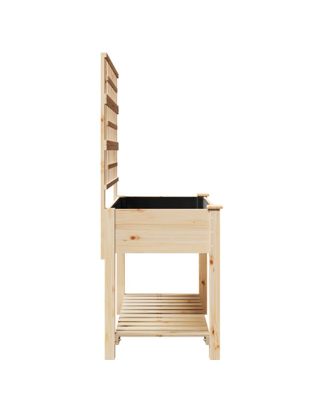 Fioriera da giardino con traliccio e ripiano 115x59x152 cm in legno massello di abete