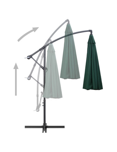 Ombrellone a Sbalzo Verde 3 m Palo in Alluminio