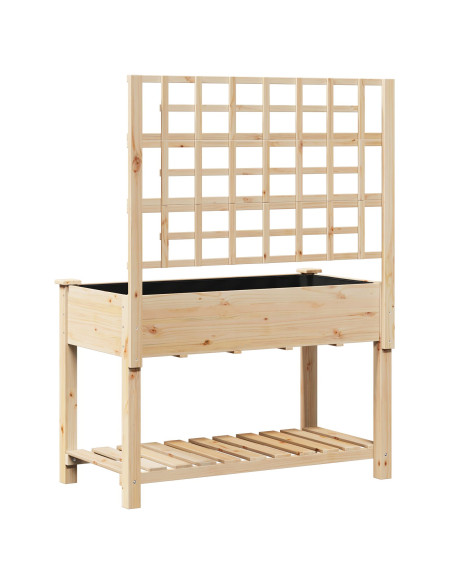 Fioriera da giardino con traliccio e ripiano 115x59x152 cm in legno massello di abete