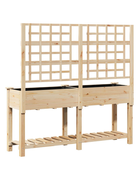 Vaso da Giardino  con Trellis e Ripiano 161x43x152 cm in Legno Massello di Pino