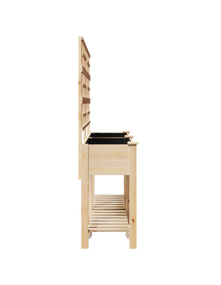 Vaso da Giardino  con Trellis e Ripiano 161x43x152 cm in Legno Massello di Pino