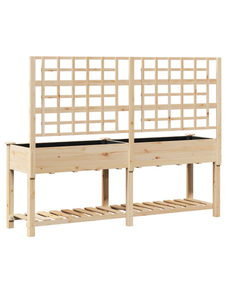 Pianter a Giardino con Trellis e Ripiano 203x53x152 cm in Legno Massello di Pino