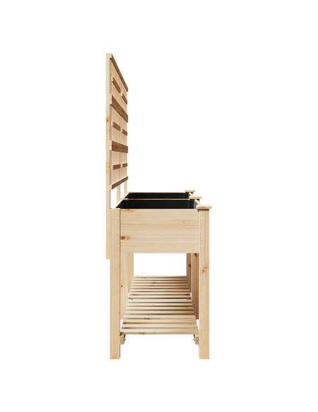 Pianter a Giardino con Trellis e Ripiano 203x53x152 cm in Legno Massello di Pino