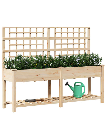 Pianter a Giardino con Trellis e Ripiano 203x53x152 cm in Legno Massello di Pino
