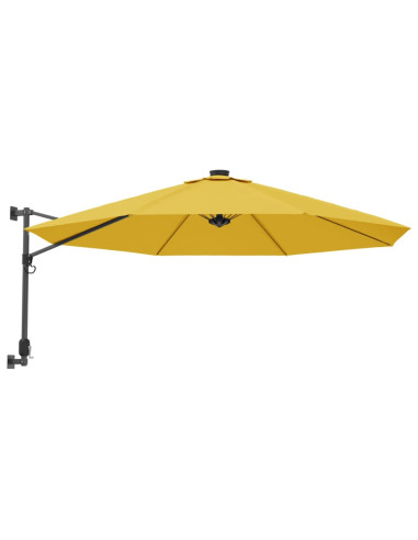Ombrellone a Parete con LED Giallo 290 cm