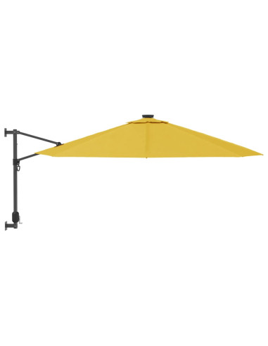Ombrellone a Parete con LED Giallo 290 cm
