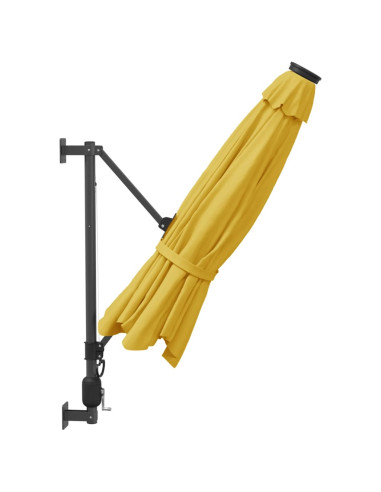 Ombrellone a Parete con LED Giallo 290 cm