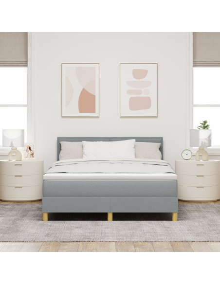 Letto a molle con materasso grigio chiaro 160x200 cm in tessuto