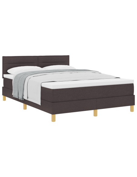 Letto con Box Spring e Materasso Marrone Scuro 160x200 cm Tessuto