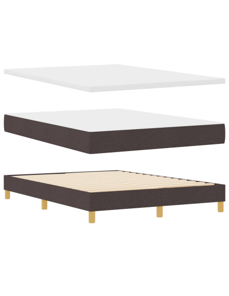 Letto con Box Spring e Materasso Marrone Scuro 160x200 cm Tessuto