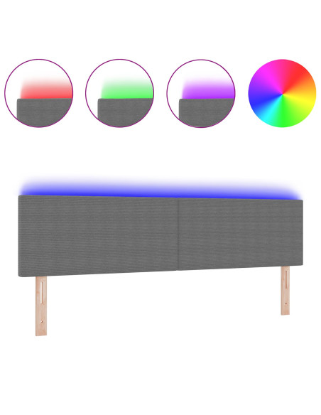 Testiera LED con testiera Grigio chiaro 180 cm Poliestere