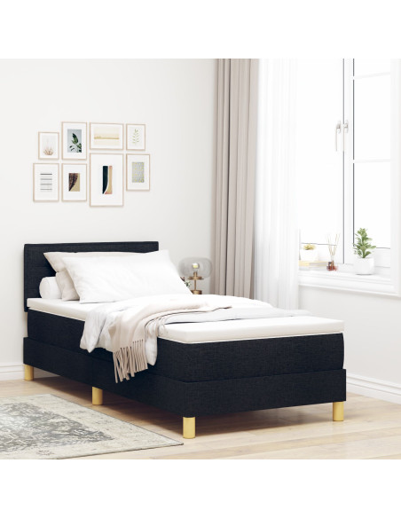 Letto con Box Spring  con Materasso Nero 90x200 cm Tessuto