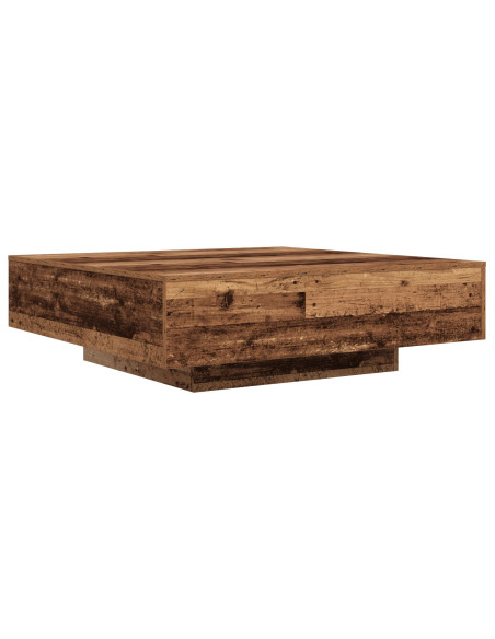 Tavolino da caffè  con luci LED in legno vecchio 100x100x31 cm