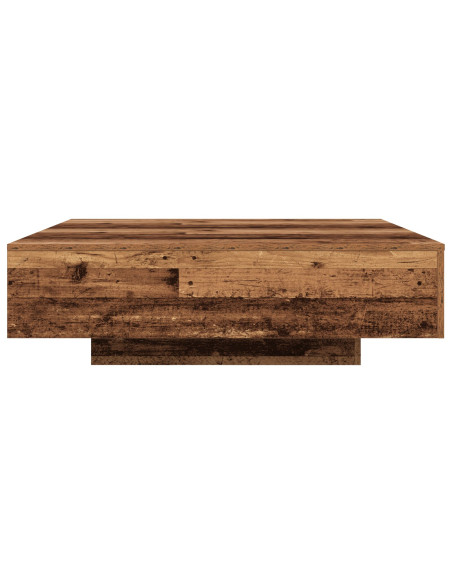 Tavolino da caffè  con luci LED in legno vecchio 100x100x31 cm
