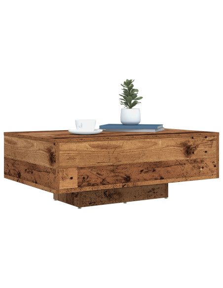 Tavolino da caffè  con luci LED in legno antico 85x55x31 cm