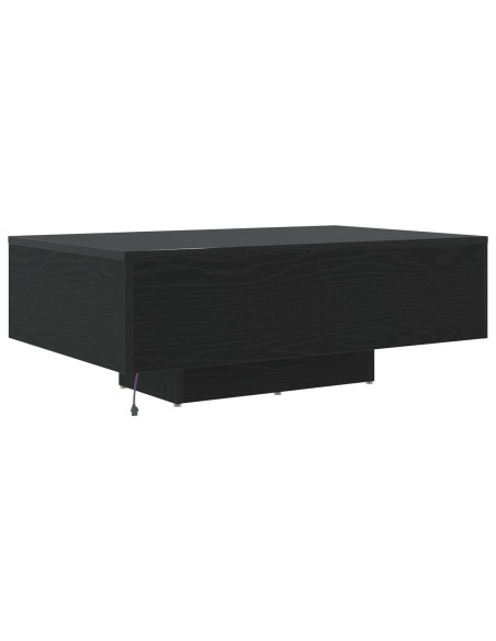 Tavolino da caffè  con luci LED Rovere Nero 85x55x31 cm