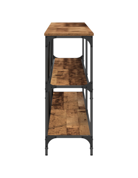 Tavolo Consolle Legno Vecchio 200x30x75 cm Legno Ingegnerizzato e Acciaio