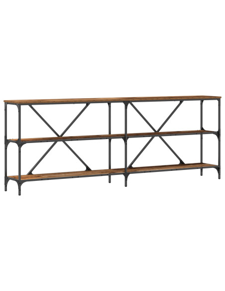 Tavolo Consolle Legno Vecchio 200x30x75 cm Legno Ingegnerizzato e Acciaio