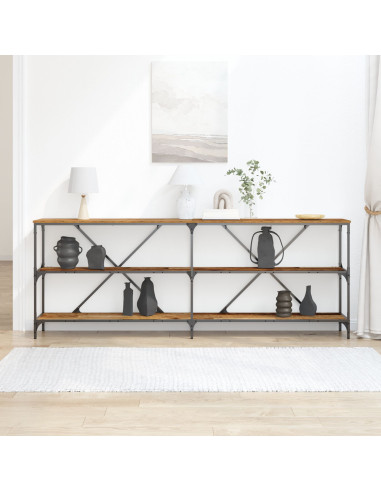 Tavolo consolle con lo scaffale Legno vecchio 200 x 30 x 75 cm