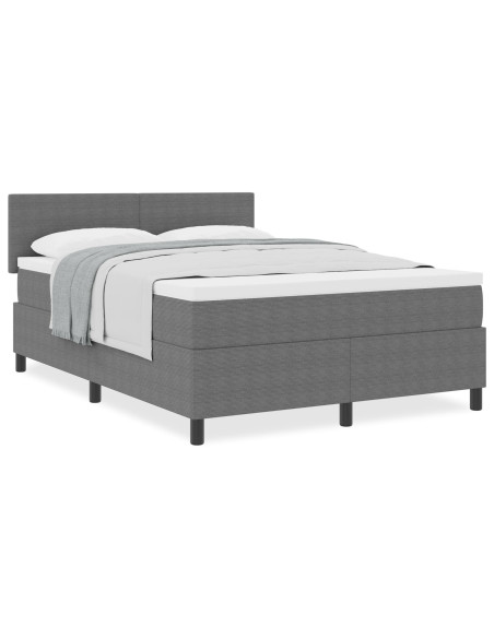 Letto a molle con testiera Grigio chiaro e bianco 140 x 200 cm