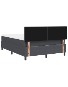 Letto a molle con testiera Grigio Scuro e Bianco 140 x 190 cm