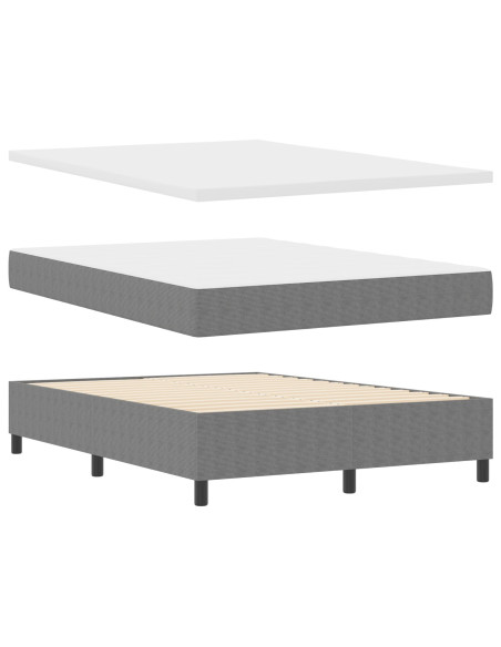 Letto a molle con testiera Grigio chiaro e bianco 140 x 190 cm