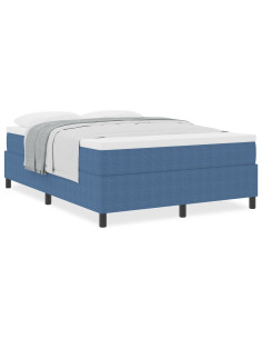 Letto a molle Blu e Bianco 140 x 200 cm Tessuto in Cords