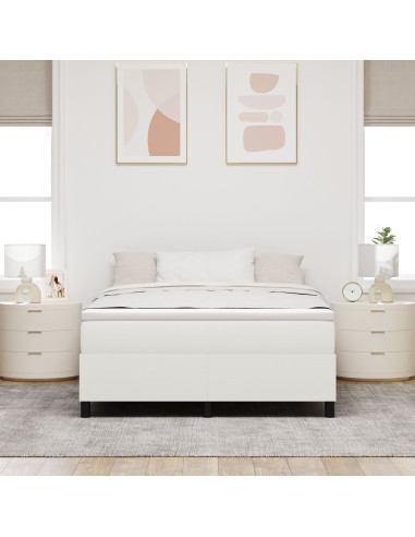 Letto a molle Crema e Bianco 140 x 200 cm Tessuto in Cords
