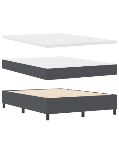 Letto a molle Grigio Scuro e Bianco 140 x 200 cm