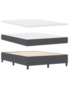 Letto a molle con testiera Grigio Scuro e Bianco 160 x 200 cm 2