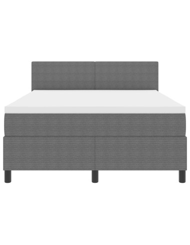 Letto a molle con testiera Grigio chiaro e bianco 160 x 200 cm