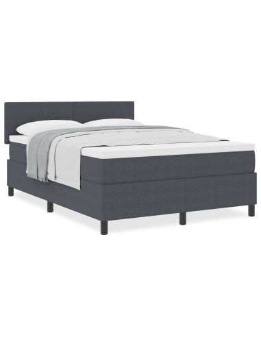 Letto a molle con testiera Grigio Scuro e Bianco 140 x 190 cm