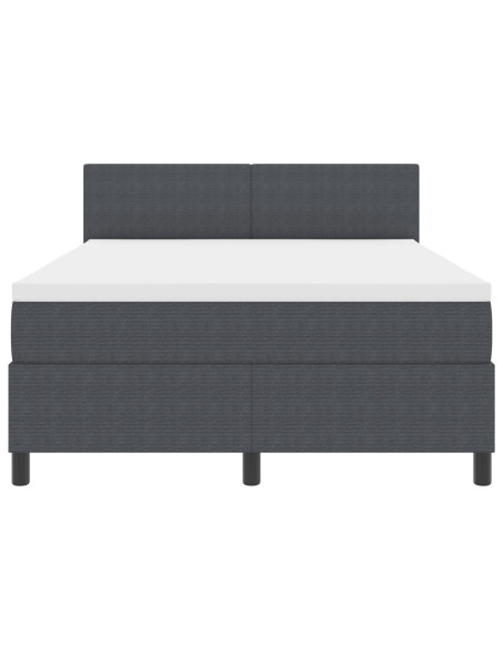 Letto con Spring Box e Materasso Grigio Scuro 140x200 cm in Tessuto Corduroy
