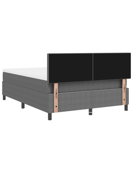 Letto a molle con testiera Grigio chiaro e bianco 140 x 190 cm