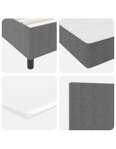 Letto a molle con testiera Grigio chiaro e bianco 140 x 190 cm