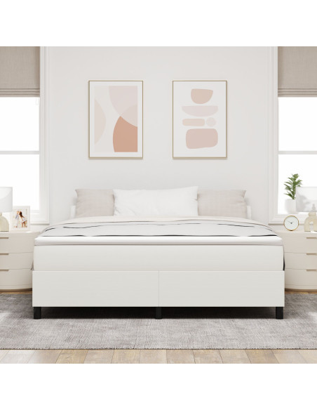 Letto con Rete a Molle con Materasso Crema Super King Tessuto in Corduroy